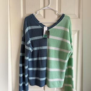 Lefty and Me Peace V-neck Sweater Blue